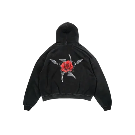 Hoodie X-Rose Metalic Rose Black