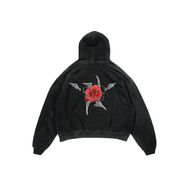 Hoodie X-Rose Metalic Rose Black